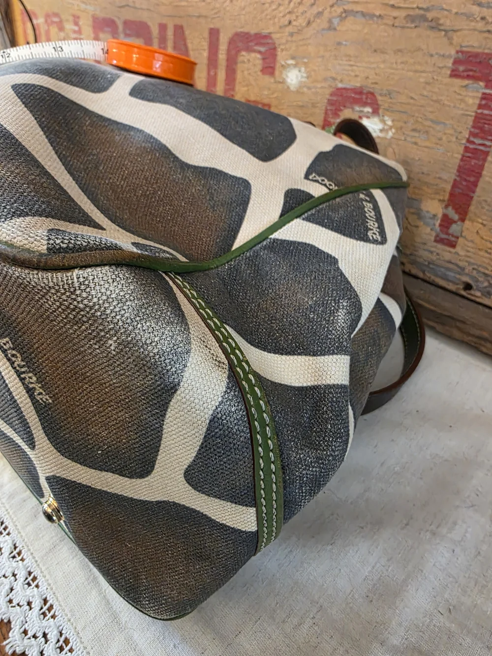 Dooney & Bourke Green Trim Giraffe-Print Canvas Tote - Picture 4 of 14